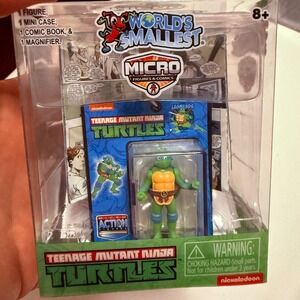 World's Smallest TMNT Leonardo Micro Action Figure Kids OS Green New Miniature